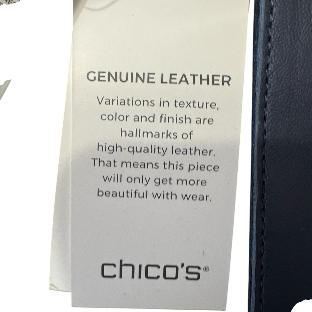 Chico's Reversible Wide Suede Leather Obi Belt Navy Blue.  MSRP$59.50 - Picture 4 of 6